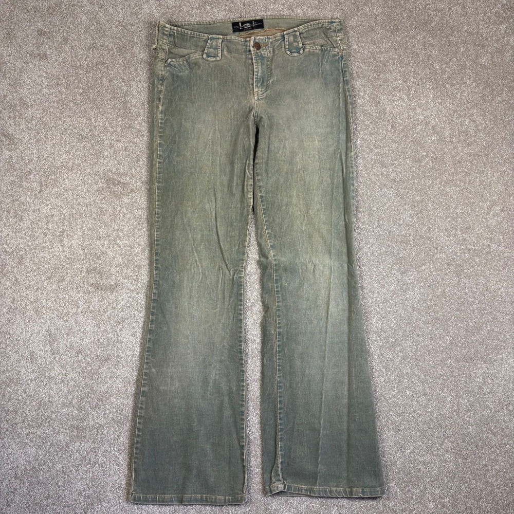 Vintage LEI Green Corduroy Flare Pants Low Rise Y2K Size 11